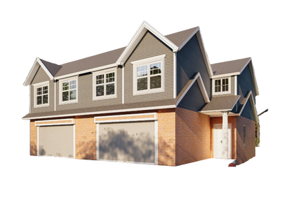 55'x46' Duplex Residential Building Plans - 2 Units, 3 Bedrooms Each