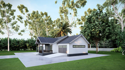 651 Sq Ft 1-Bedroom Home Plans with Attached Garage – Floor Plan, Elevations, Roof Plan, and Foundation Plan