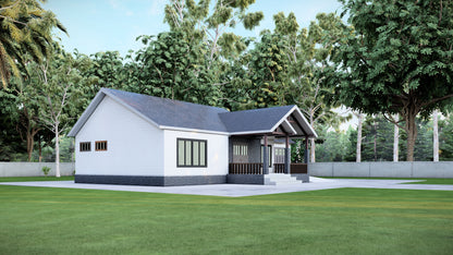 651 Sq Ft 1-Bedroom Home Plans with Attached Garage – Floor Plan, Elevations, Roof Plan, and Foundation Plan