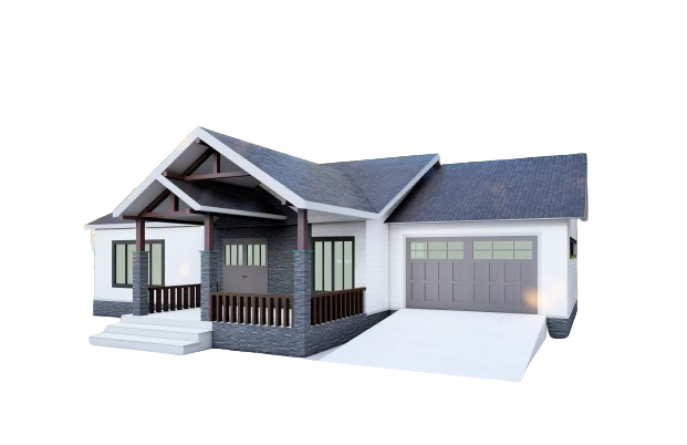651 Sq Ft 1-Bedroom Home Plans with Attached Garage – Floor Plan, Elevations, Roof Plan, and Foundation Plan