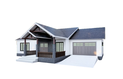 651 Sq Ft 1-Bedroom Home Plans with Attached Garage – Floor Plan, Elevations, Roof Plan, and Foundation Plan