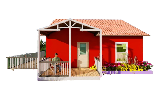 674sqft Tiny Cabin Home Plans with 4 Bedrooms with loft Above Blueprints