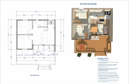 6x5m Tiny Home Plans - 2 Bedrooms, Washroom, Living Room, Mini Kitchen, and Porch Design