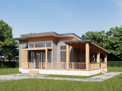 782 sqft Tiny Home Building Plans | 1 Bedroom with Ensuite | Open Layout & Deck