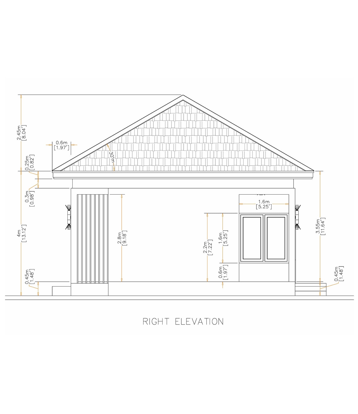 7m x 7m Tiny Home Plans – Bedroom, Kitchen, Bathroom, Dining, Living Room, Floor Plan, Roof Plan, Elevations