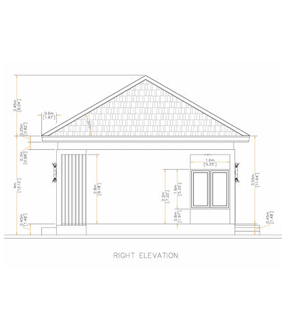 7m x 7m Tiny Home Plans – Bedroom, Kitchen, Bathroom, Dining, Living Room, Floor Plan, Roof Plan, Elevations