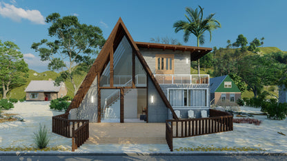 A-Frame Cabin Plans with Loft Mezzanine - 931 sqft Flexible Design