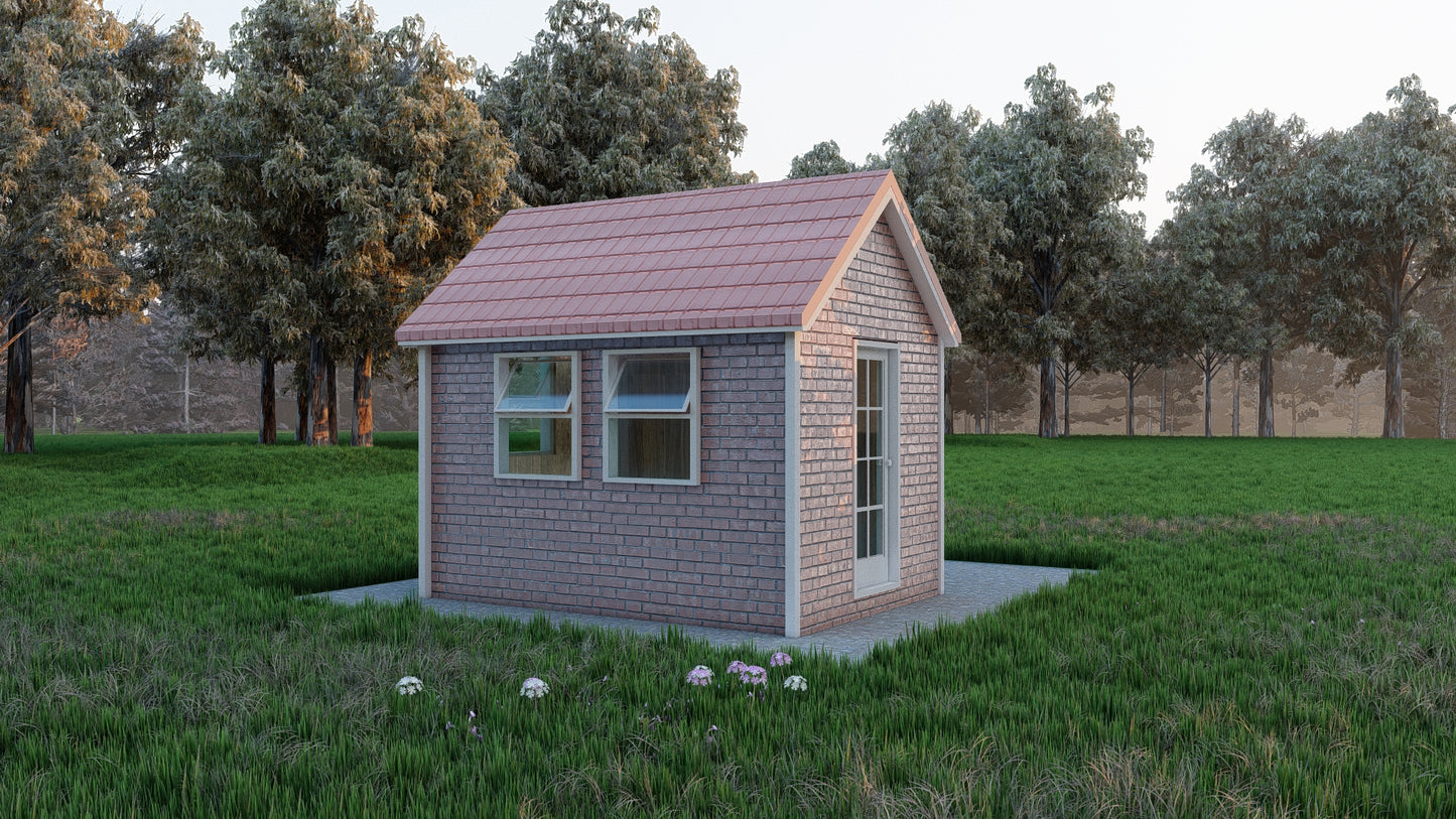 Building Plans for 8' x 12' Tiny Home - 96 sqft Area, Framing & Sheathing Details