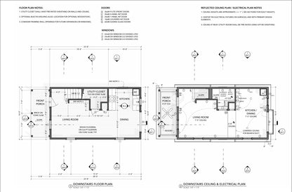 Cabin House Plans | 28'x16' | 224sqft | 2-Story 2-bedroom floorplan Home Building Plans, Tiny house DIY Blueprint