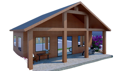 Charming 952 sqft Tiny Studio Cabin Plans Open Concept with Kitchen, Living Area, and Washroom