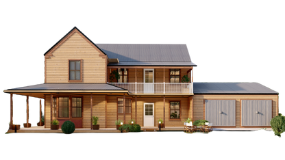 Construction Documents for 3-Bedroom 2-Story American Farmhouse - 1945 sqft with Detailed Plans