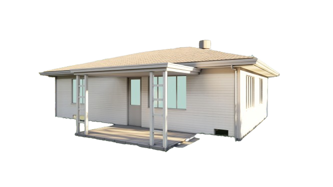 Plans for 36x25 Wood Home - 900 SqFt, 2 Bedrooms, Kitchen, Living Room, Utility Room, Floor Plan & Elevations