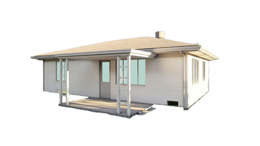 Plans for 36x25 Wood Home - 900 SqFt, 2 Bedrooms, Kitchen, Living Room, Utility Room, Floor Plan & Elevations