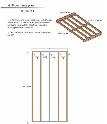 DIY Building Plans for 12'x6' Storage Shed - 32 Sheets, Tools & Materials List, Step by Step Instructions