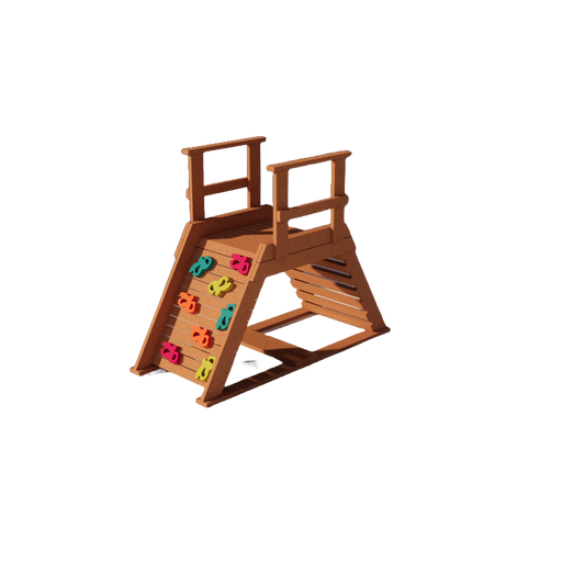 DIY Outdoor Wooden Child's Playset Building Plans | Climbing Wall & Ladder