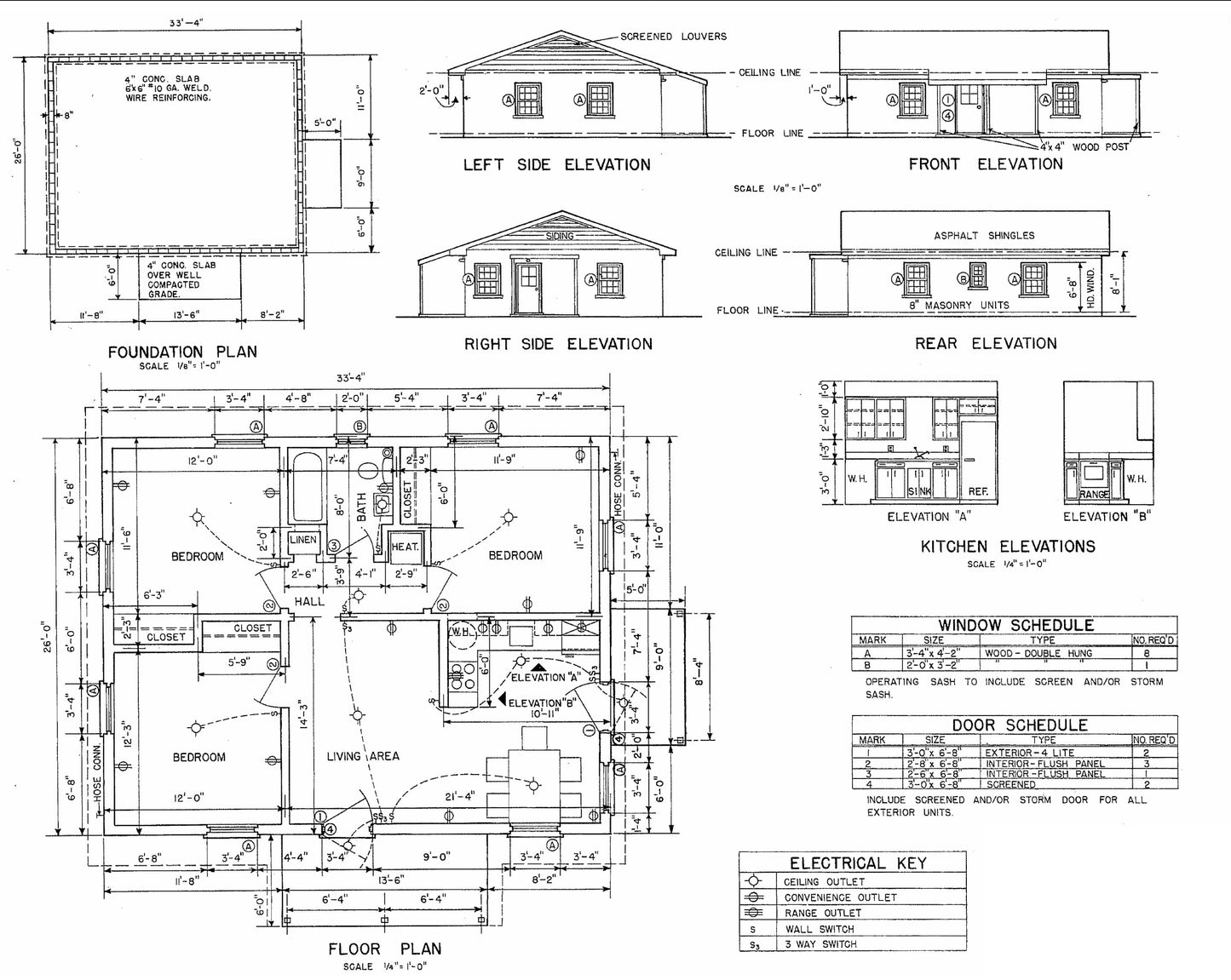 DIY Tiny Home Plans | 3 Bedroom Single Story 26x33 | 858sqft | Cottage Floor Plan Blueprints