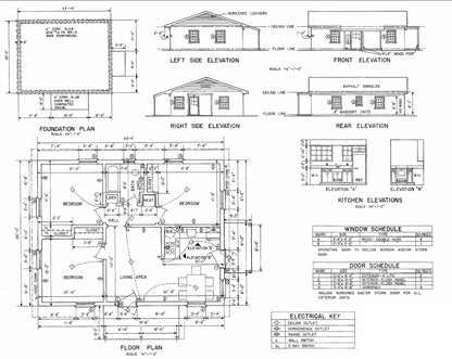 DIY Tiny Home Plans | 3 Bedroom Single Story 26x33 | 858sqft | Cottage Floor Plan Blueprints