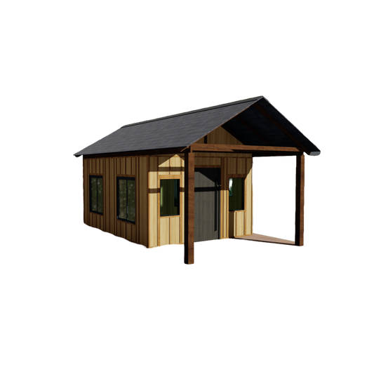 DIY Wood Shed Building Plans - 16'x11', 182 sqft with Wrap Around Deck Step by Step Instructions & Material List