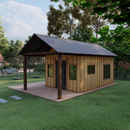 DIY Wood Shed Building Plans - 16'x11', 182 sqft with Wrap Around Deck Step by Step Instructions & Material List