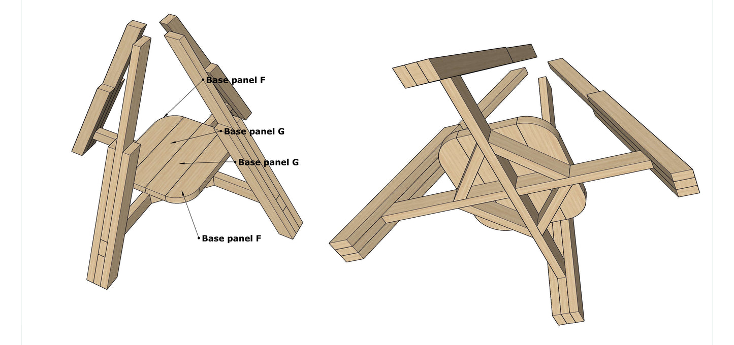 DIY Woodworking Plans for 4 Seat Picnic Table with Cutlist and Assembly steps