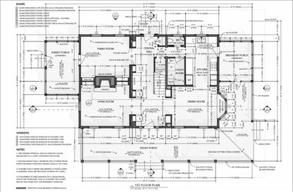 Detailed Farmhouse Plans 42' x 28' – Includes 3 Bedrooms, Kitchen, Living, Family, 3 Baths