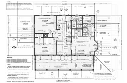Detailed Farmhouse Plans 42' x 28' – Includes 3 Bedrooms, Kitchen, Living, Family, 3 Baths