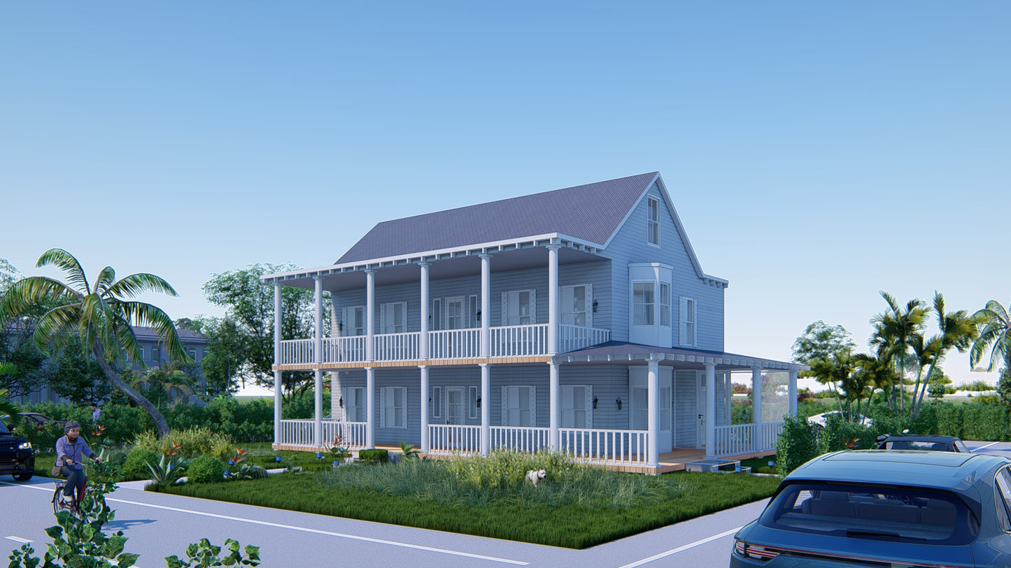 Detailed Farmhouse Plans 42' x 28' – Includes 3 Bedrooms, Kitchen, Living, Family, 3 Baths