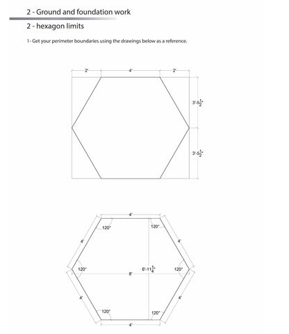 Hexagon Shed Plans – 4' Hexagon Shape with 8' Diameter, DIY Wood Construction, Detailed Instructions