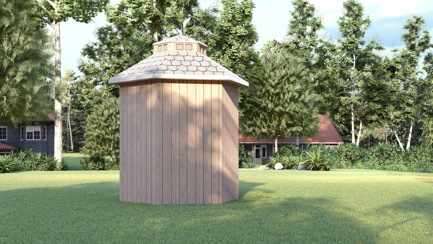 Hexagon Shed Plans – 4' Hexagon Shape with 8' Diameter, DIY Wood Construction, Detailed Instructions