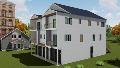 40'x55' Duplex Design Plans | 4304 Sqft Rentable Area | 2 Units w/Garages, Elevators & Balconies