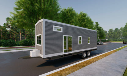 Mobile Tiny Home on Wheels with Loft Mezzanine 36’x 8’ | 288 Sq Ft | Fully Equipped Kitchen, Washroom, and Sleeping Areas | Building Plans