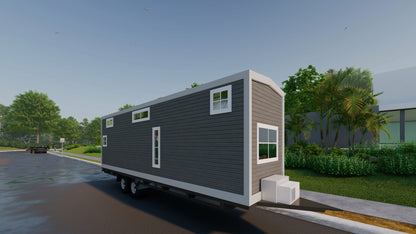 Mobile Tiny Home on Wheels with Loft Mezzanine 36’x 8’ | 288 Sq Ft | Fully Equipped Kitchen, Washroom, and Sleeping Areas | Building Plans