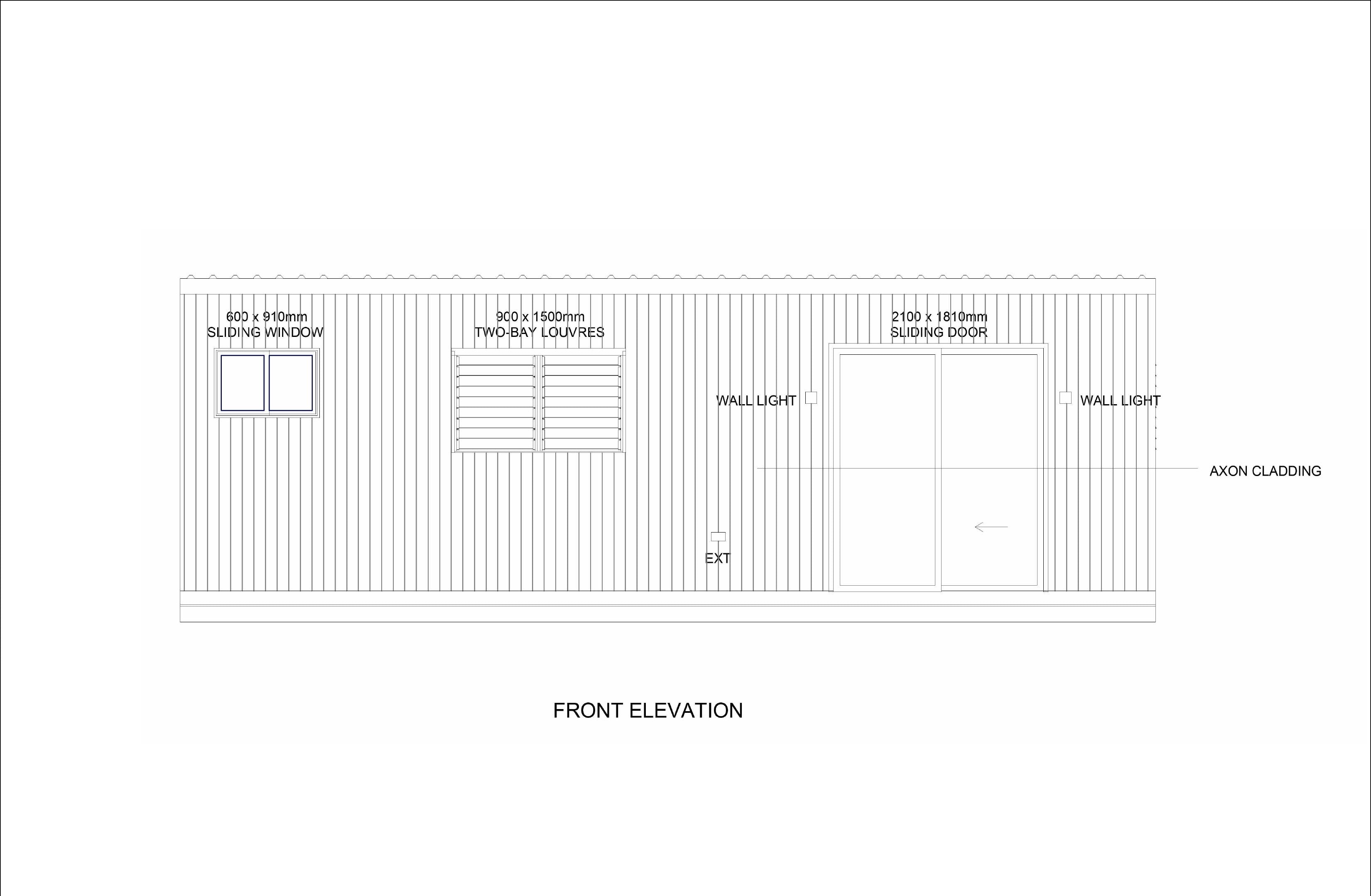 Container Elevation Examples Shipping Container Tiny Home Plans 8.4m x 3.1m with Floor Plan, Sectio ...