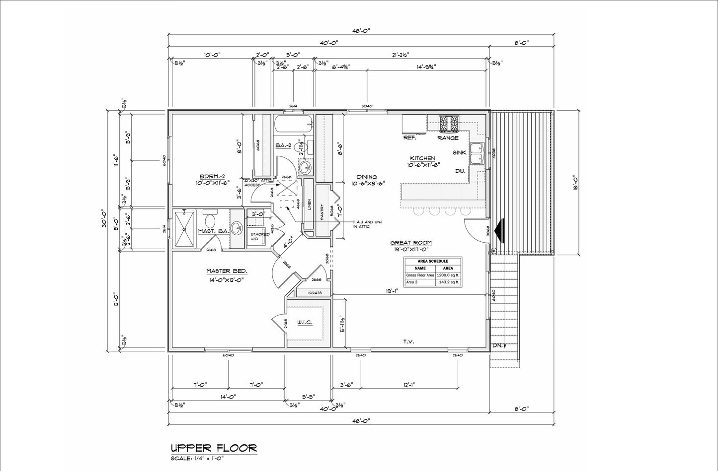 1200 sqft 4-Car Garage, ADU Above, Blueprints– 2 Bedrooms, Open Concept Living