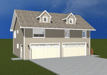 1200 sqft 4-Car Garage, ADU Above, Blueprints– 2 Bedrooms, Open Concept Living