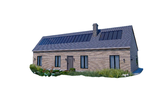 Sustainable Solar Energy Home Plans - 3 Bedrooms, Skylights, Carport, Construction Details
