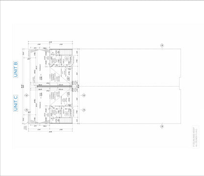 Three-Unit Town Home Building Plans – 4 Beds/4 Baths per Unit – Unit A 1199sqft & Unit B/C 1015sqft – Floor Plans, Elevations, and More