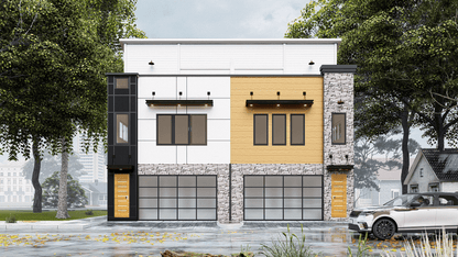 Three-Unit Town Home Building Plans – 4 Beds/4 Baths per Unit – Unit A 1199sqft & Unit B/C 1015sqft – Floor Plans, Elevations, and More
