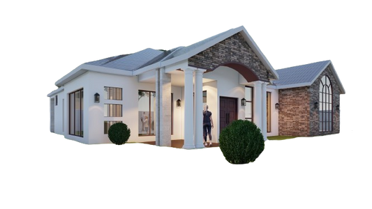 Three Bedroom Bungalow House Plans - Design Set with Foundation, Floor, and Elevation Plans