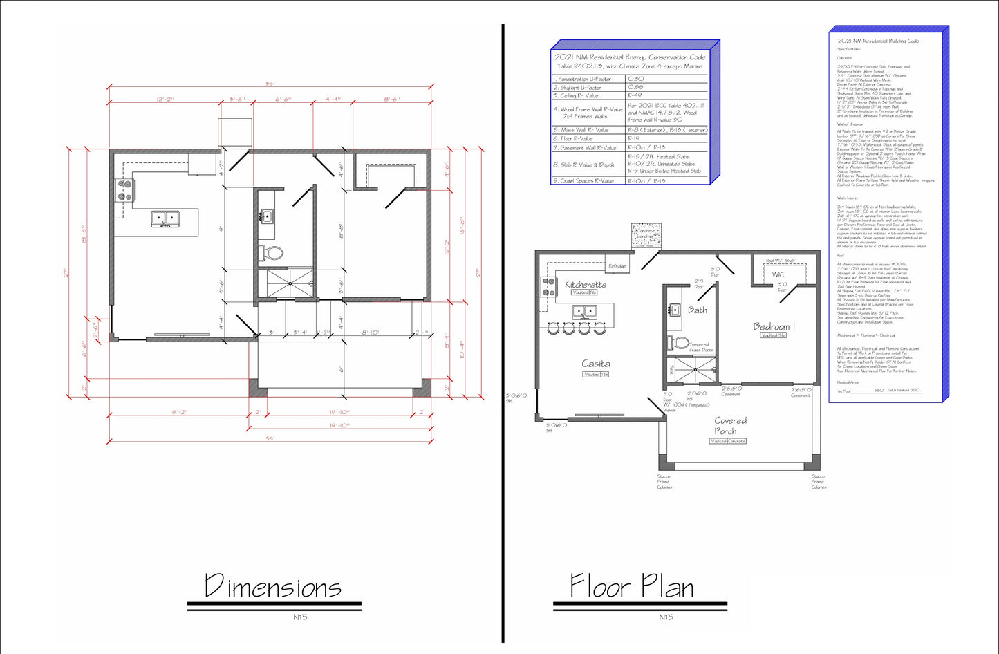 Tiny Home Building Plans - 35'x18.5' with 650sqft Living Space