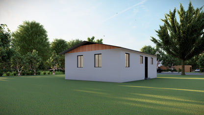 Tiny Home Plans 25’x33’ – 825 sqft Two Bedroom Bungalow Cabin – Building Blueprint with Floor Plan, Elevations, and More