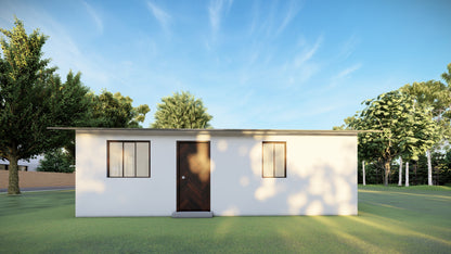 Tiny Home Plans 25’x33’ – 825 sqft Two Bedroom Bungalow Cabin – Building Blueprint with Floor Plan, Elevations, and More