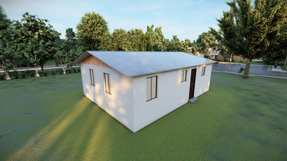 Tiny Home Plans 25’x33’ – 825 sqft Two Bedroom Bungalow Cabin – Building Blueprint with Floor Plan, Elevations, and More