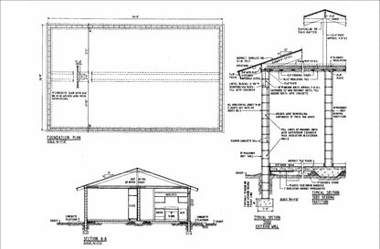 Tiny Home Plans: 3 Bedroom Single Story 26x44 Feet 1144 SqFt Blueprints - Floor Plan Foundation Electrical Layout Elevations