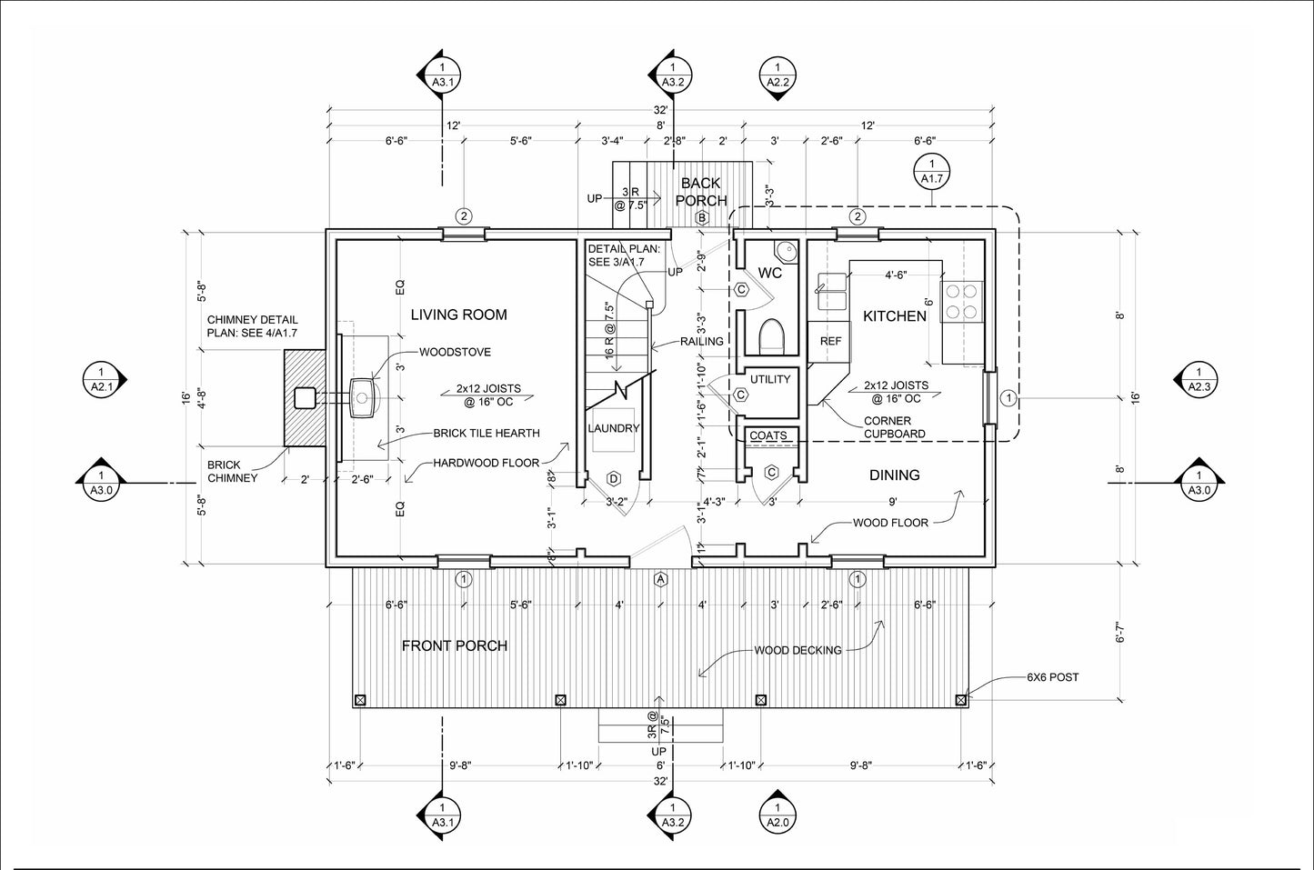 Two-Story 2-Bedroom Home Building Plans | 32'x16' | 1024sqft | DIY Blueprint