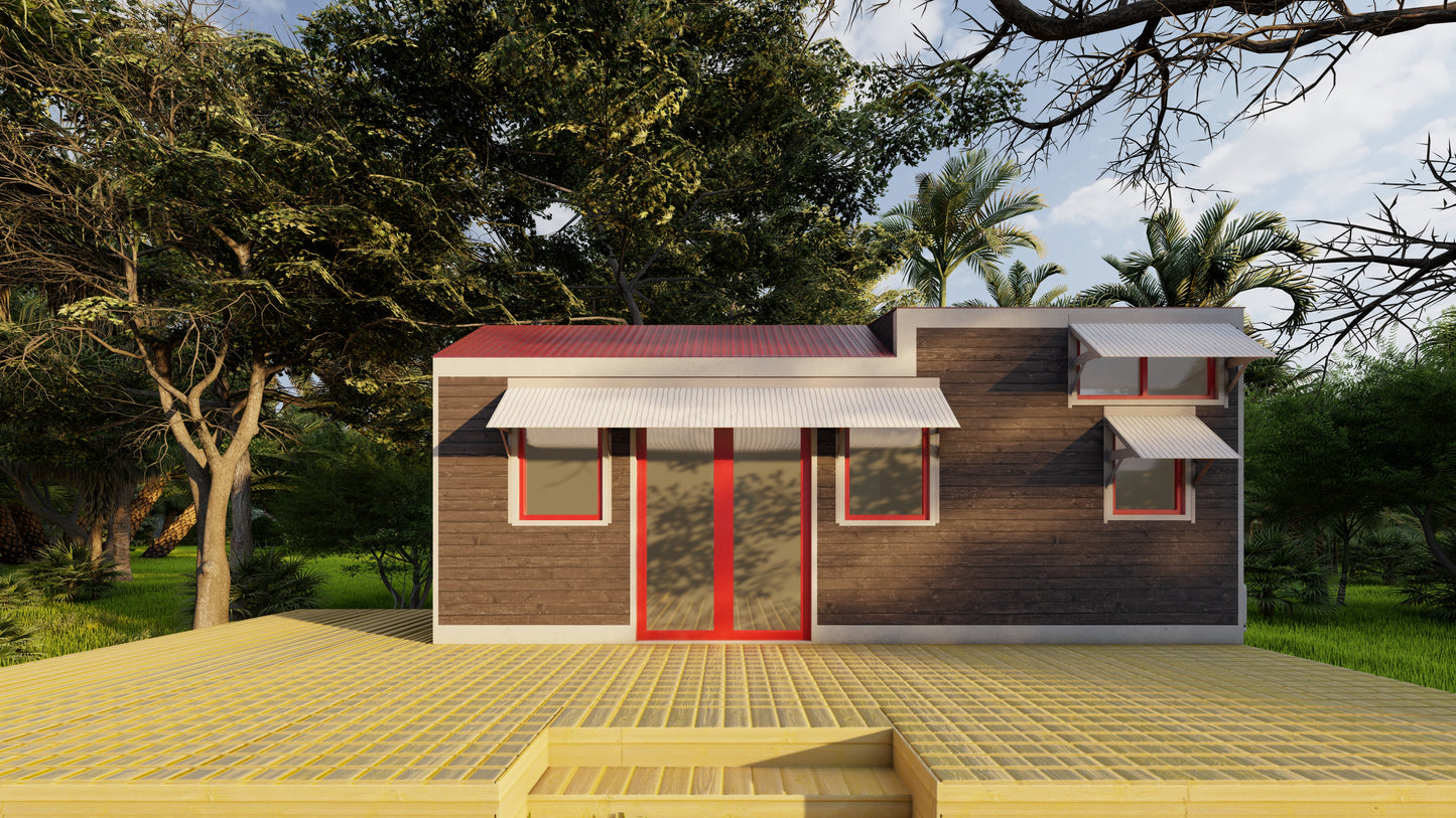 Mobile Home Design Plans - 24.5'x8' with Loft Mezzanine, 196 sqft, Interior & Exterior Plans