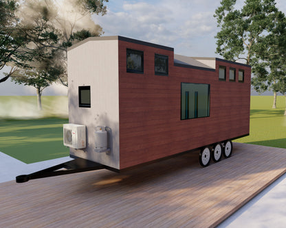 Tiny Mobile Home Building Plans - 26'x8' with 207sqft Living Space Plus Mezzanine