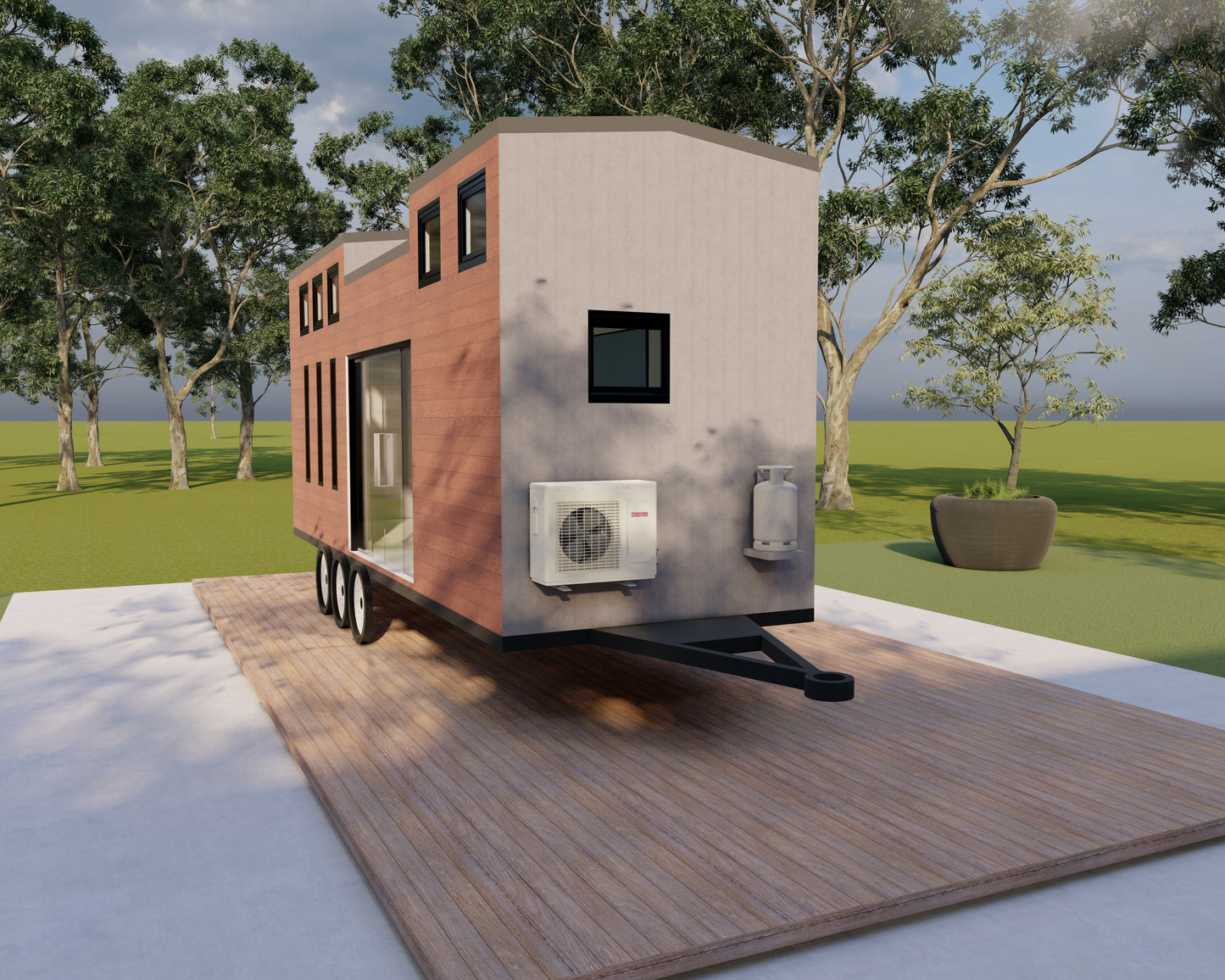 Tiny Mobile Home Building Plans - 26'x8' with 207sqft Living Space Plus Mezzanine