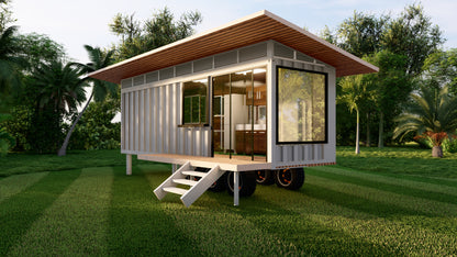 Tiny Mobile Home Design Plans - 217 SqFt with Loft Bedrooms & Amenities