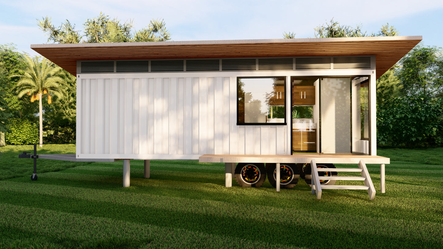 Tiny Mobile Home Design Plans - 217 SqFt with Loft Bedrooms & Amenities